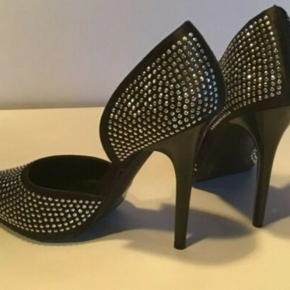 Qupid black with beaded silver details 4.5" Size8 - Picture 3 of 3